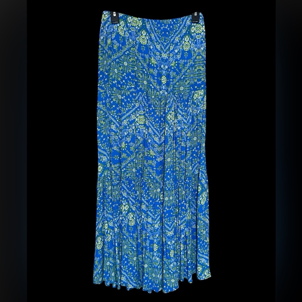 Scoop NYC Blue Pleated A-Line Maxi Skirt